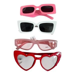 Stylish Sunglasses Set - Pink, White, Red